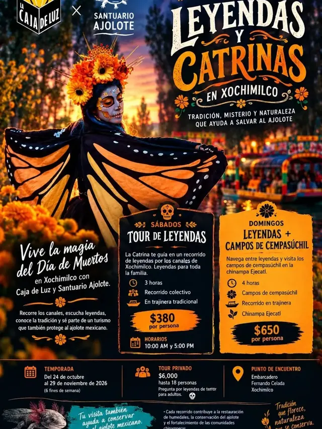 Cartel Leyendas y Catrinas en Xochimilco